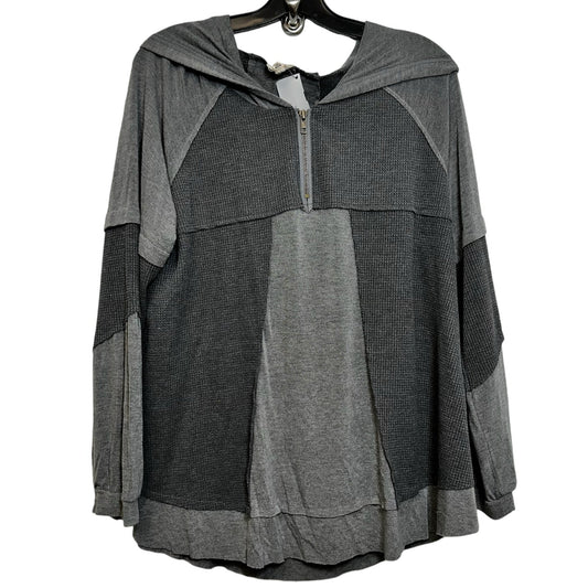 Sweatshirt Hoodie By Pol In Grey, Size: L