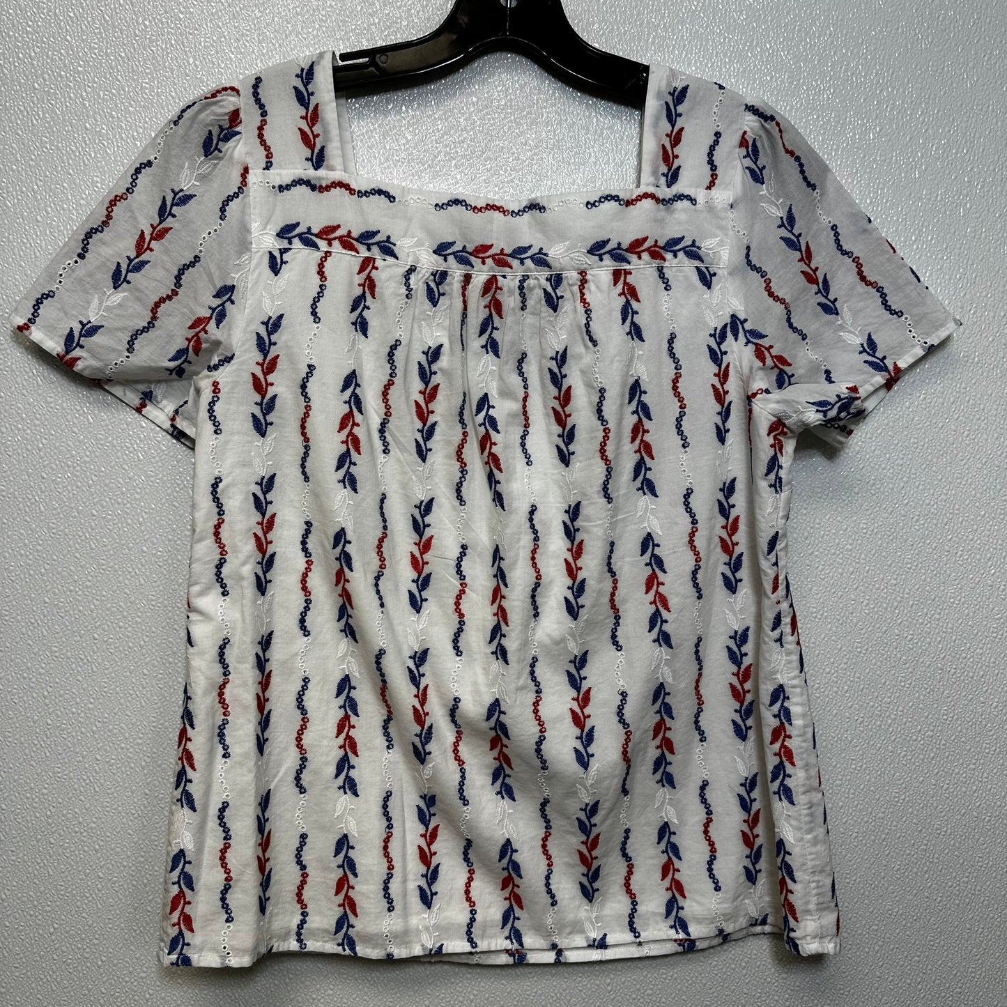 Red Blue Top Short Sleeve Talbots O, Size Petite  Medium