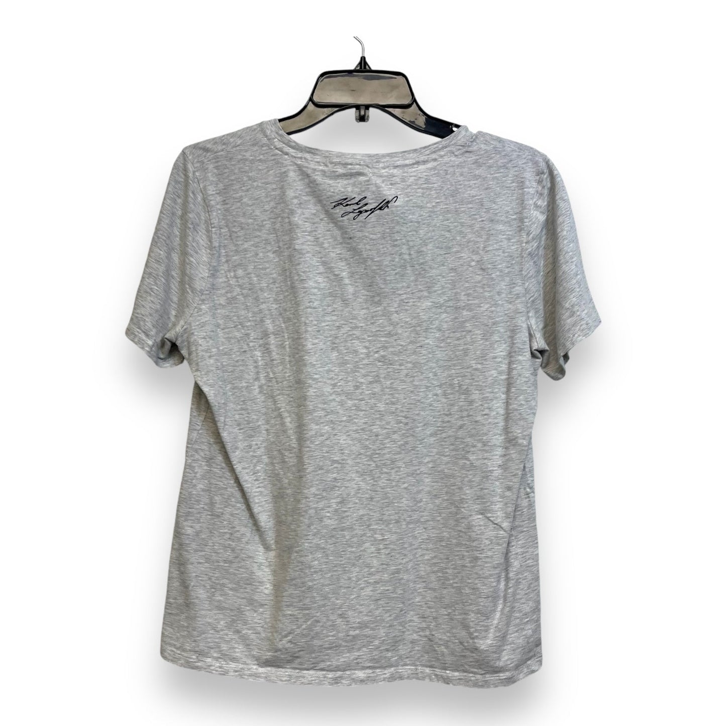 Top Short Sleeve Basic By Karl Lagerfeld In Grey, Size: M