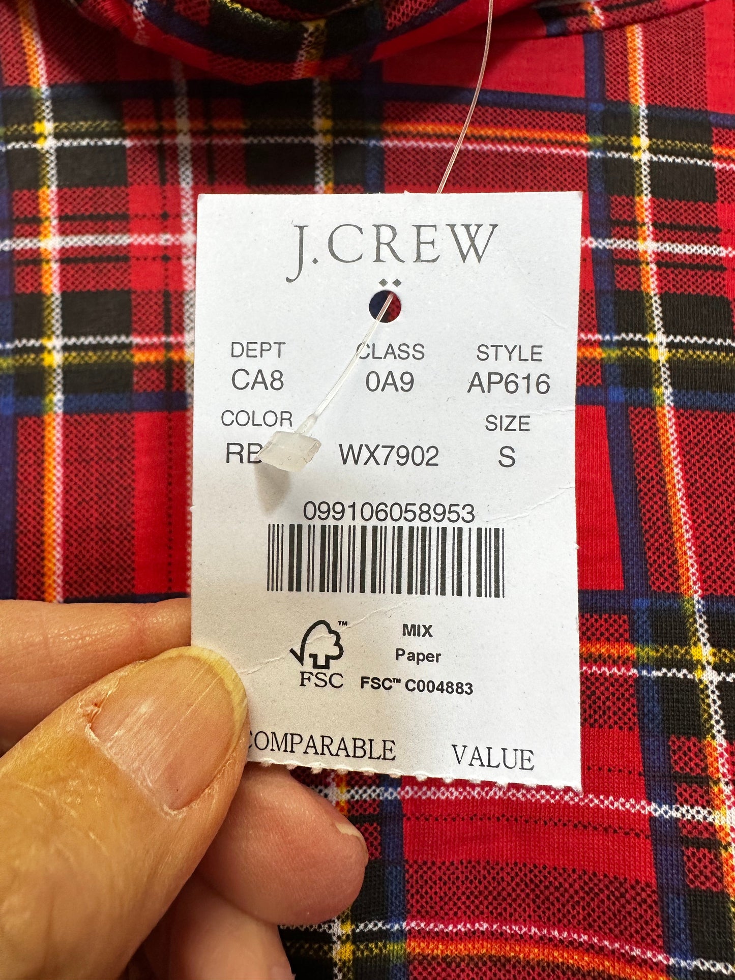 Top Long Sleeve Basic By J Crew O In Plaid, Size: M