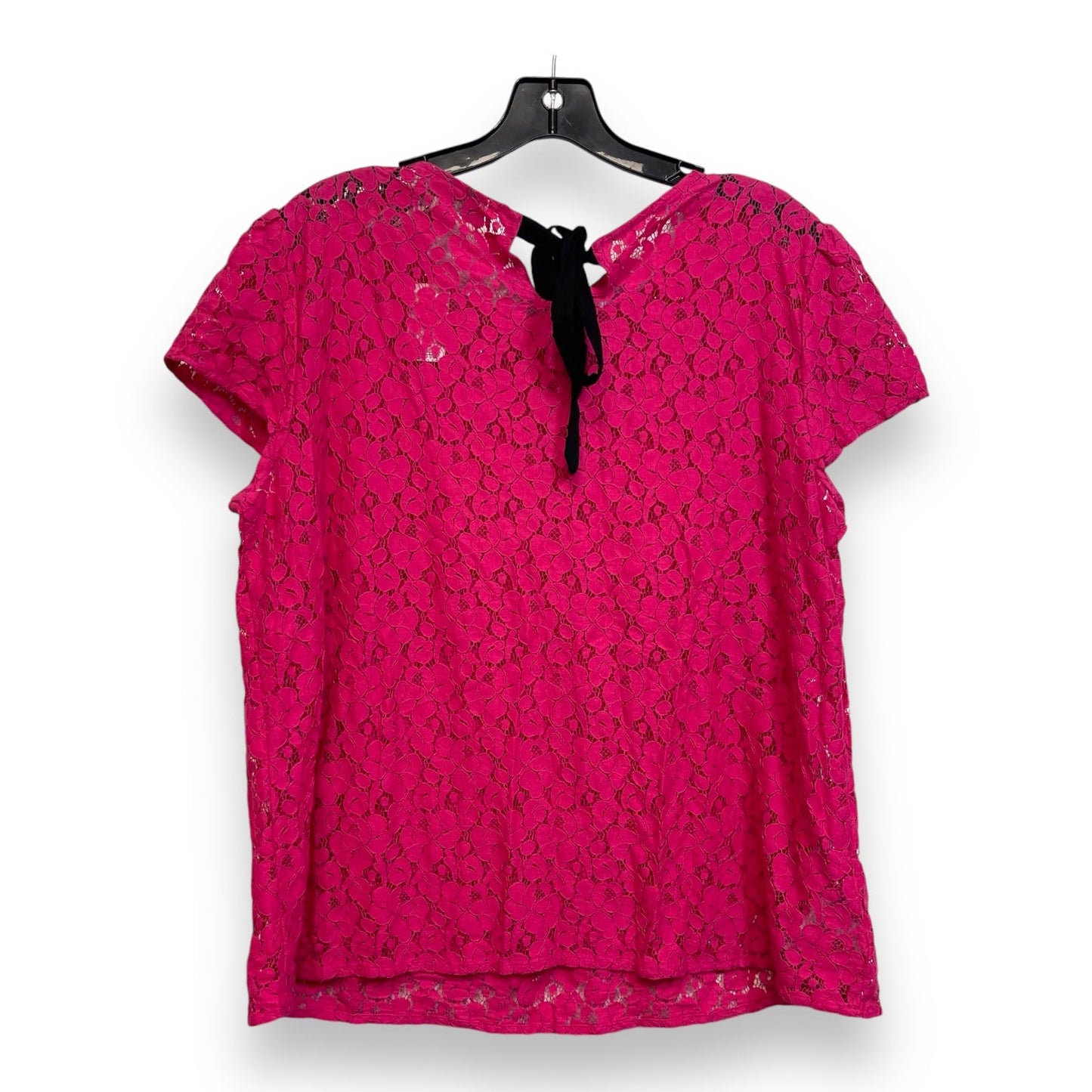 Top Short Sleeve By Loft O In Hot Pink, Size: L