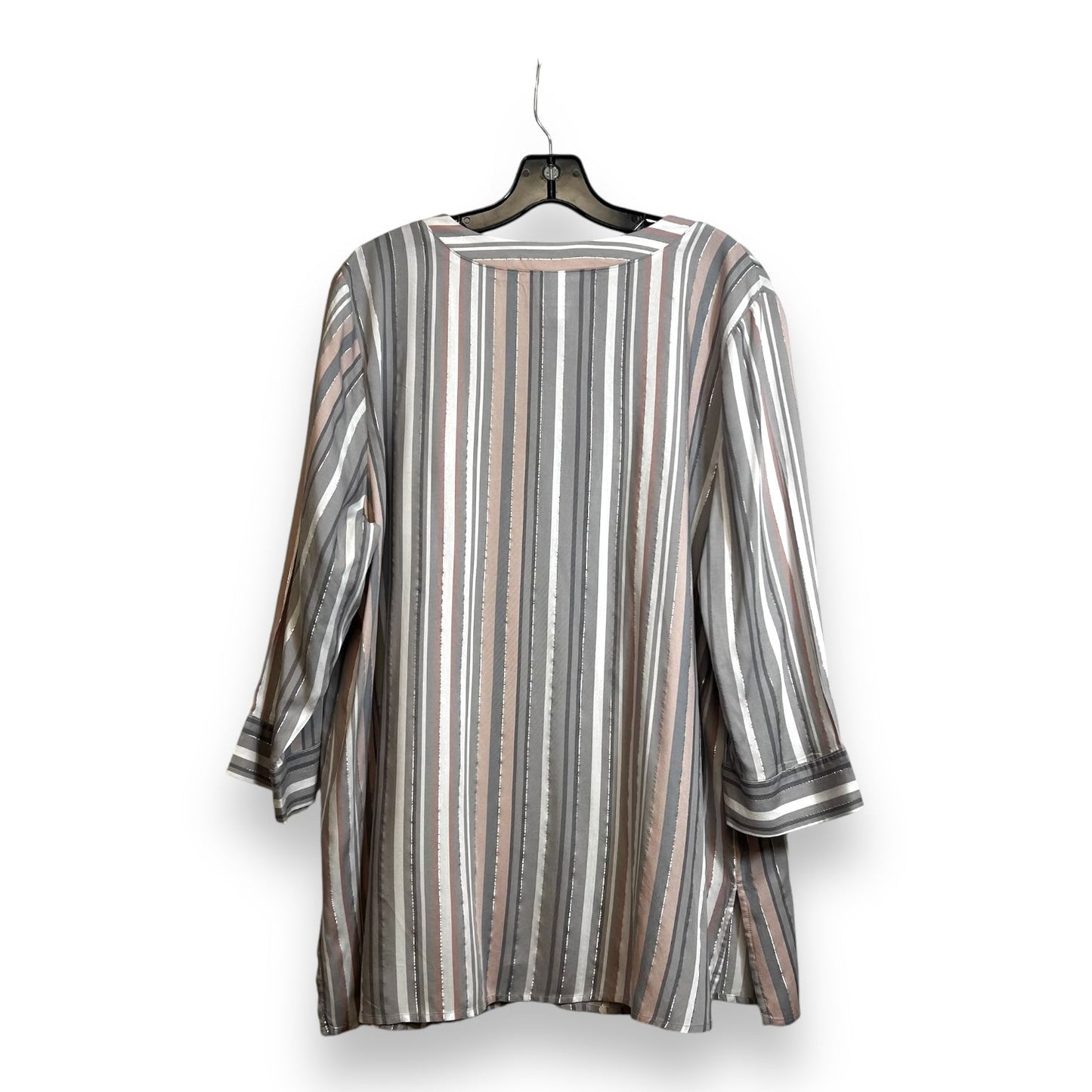 Top 3/4 Sleeve By Liz Claiborne O In Striped, Size: Xl