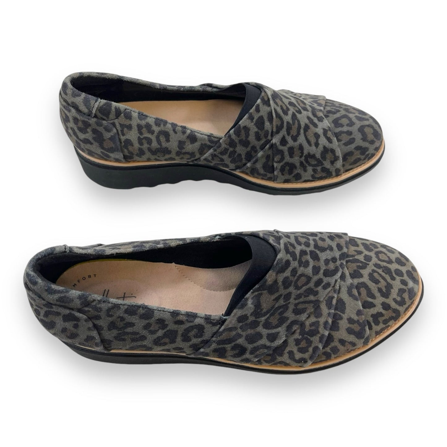 Shoes Heels Wedge By Clarks In Animal Print, Size: 8.5