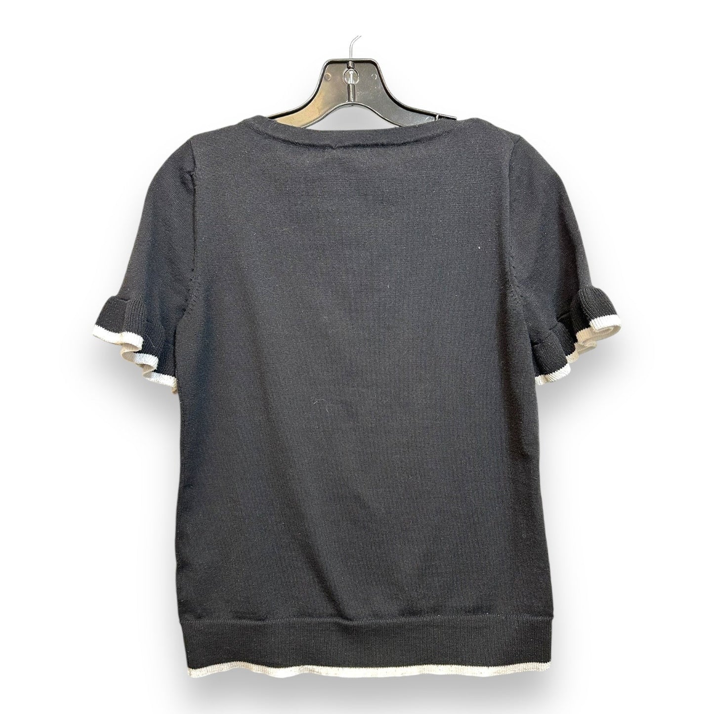 Sweater Short Sleeve By Cable And Gauge In Black, Size: S