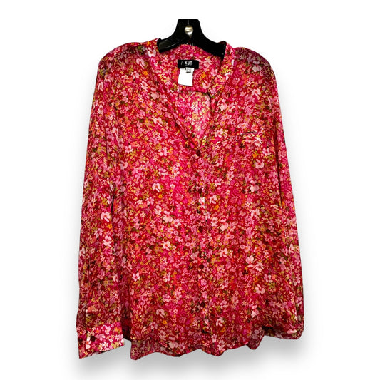 Blouse Long Sleeve By Kut In Floral Print, Size: Xl