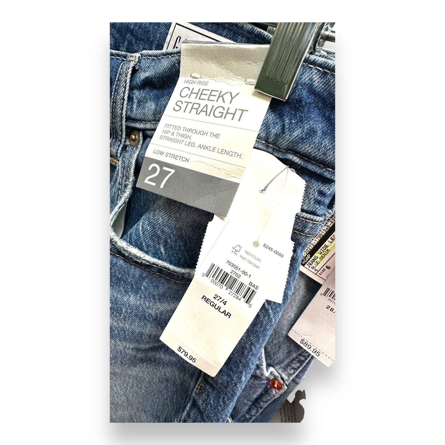 Jeans Cheeky Straight By Gap In Blue Denim, Size: 4