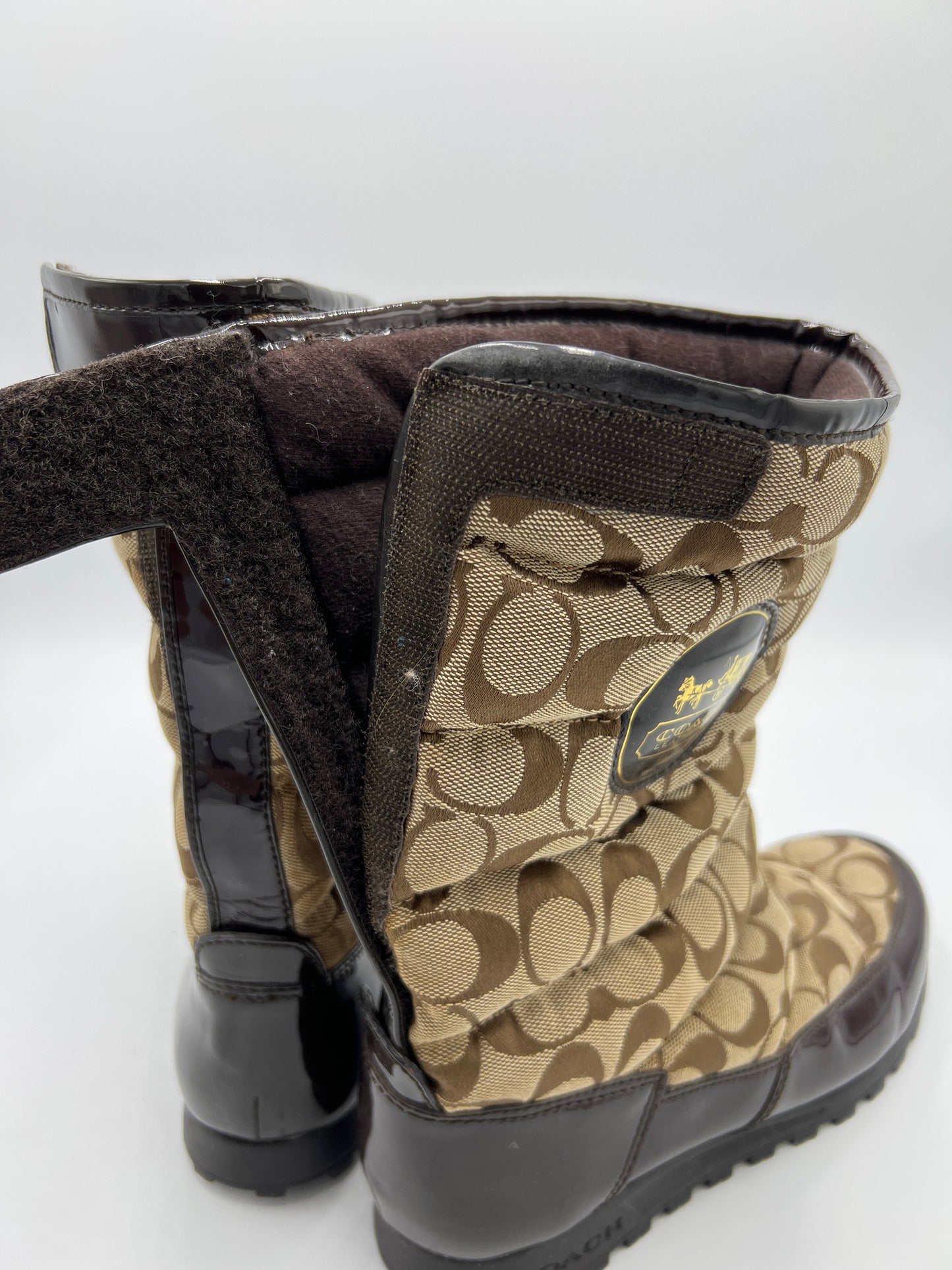 Boots Designer By Coach In Brown, Size: 8.5