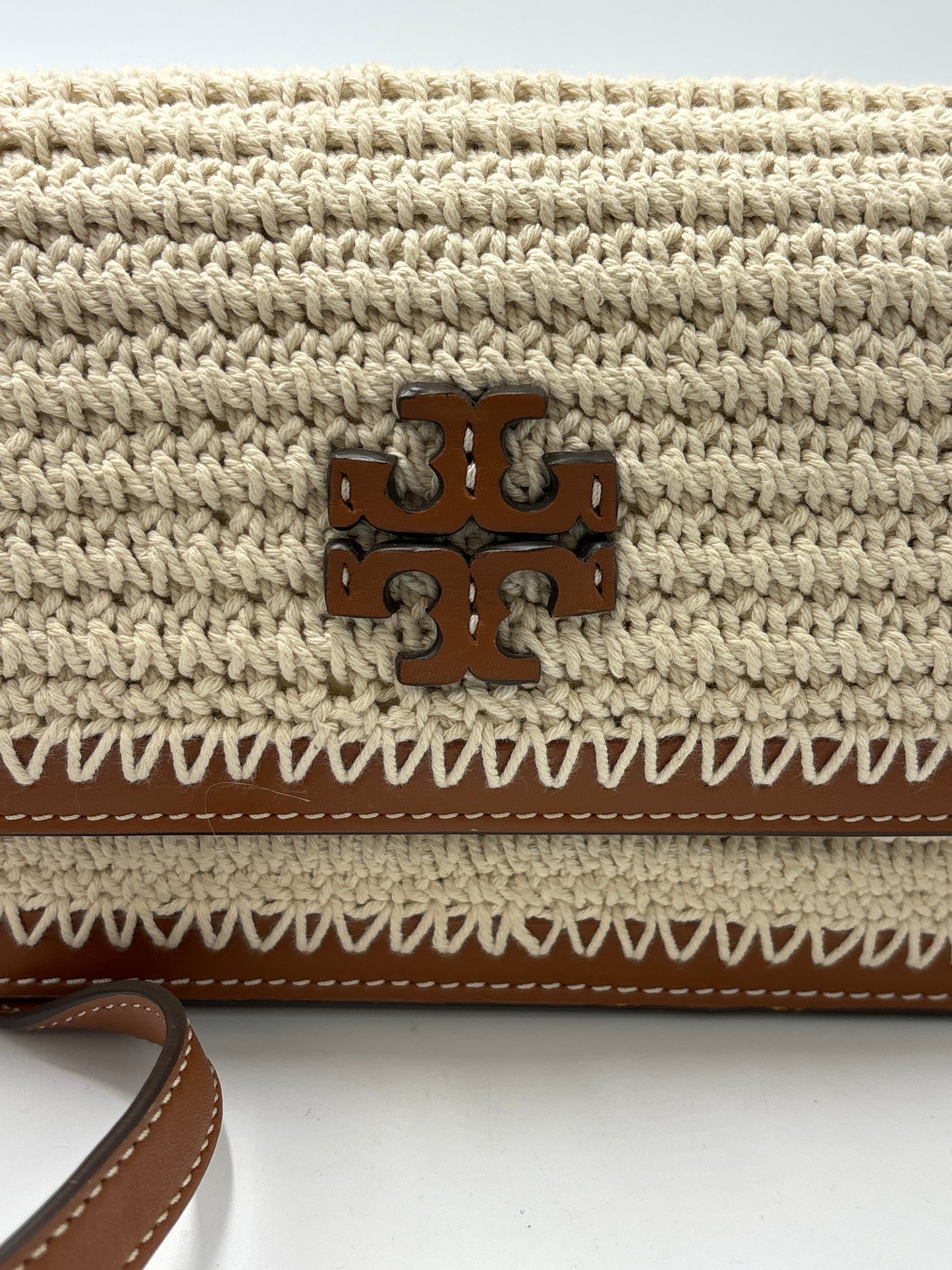 Tory Burch Britten Crochet Ivory Designer Handbag