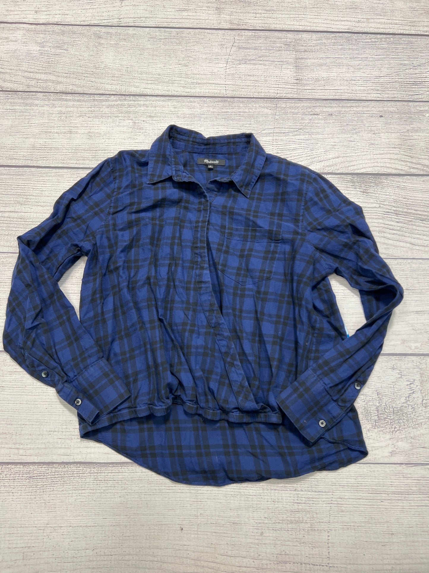 Top Long Sleeve By Madewell In Plaid Pattern, Size: M