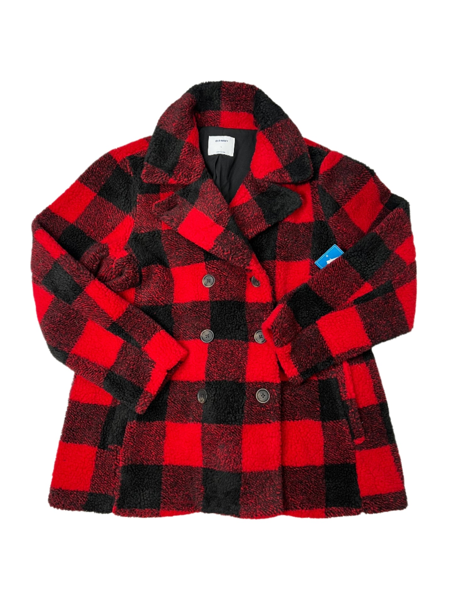 Coat Faux Fur & Sherpa By Old Navy In Red Black, Size: L