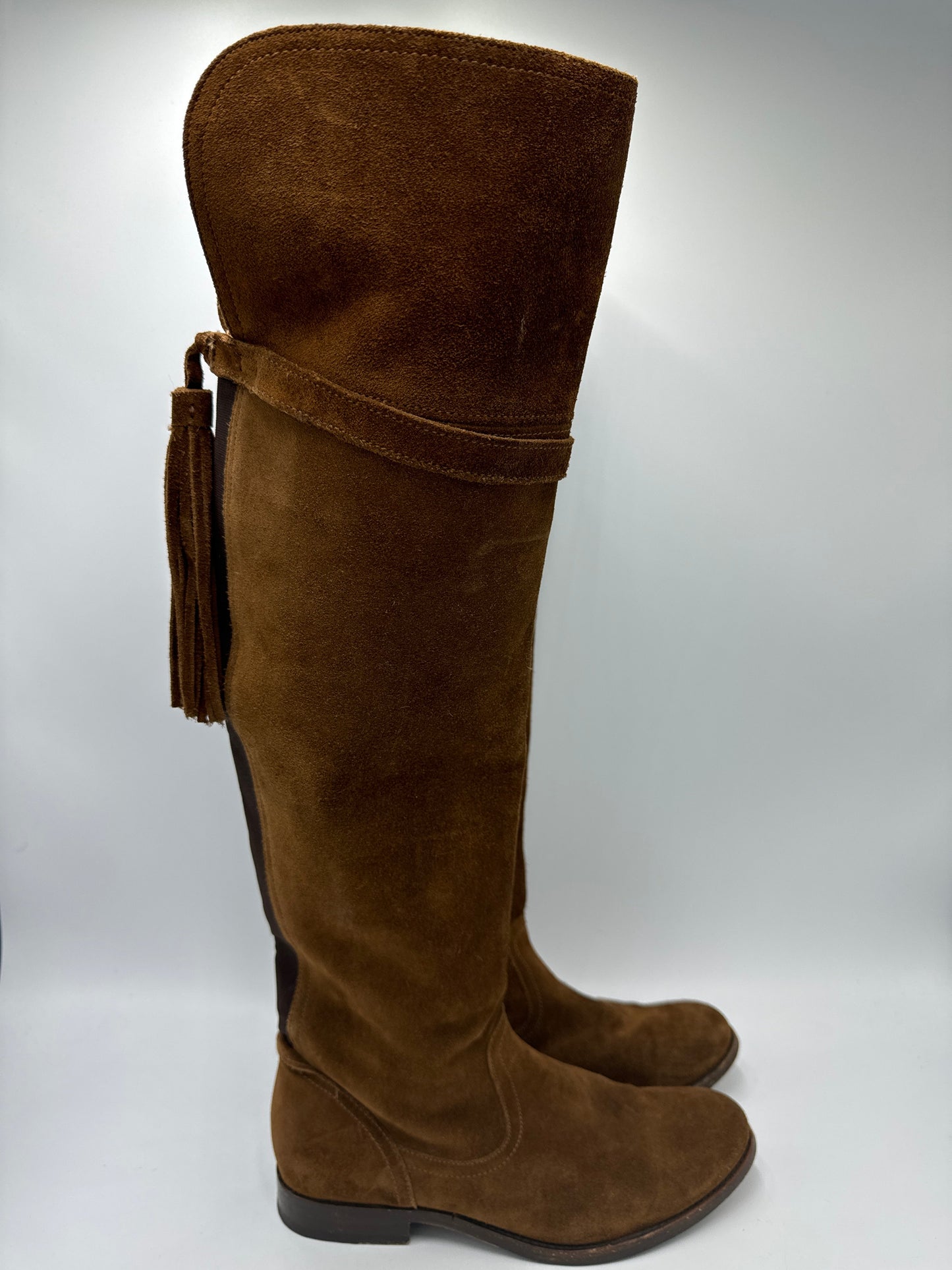 Over The Knee Boots Designer By Frye In Brown, Size: 6.5