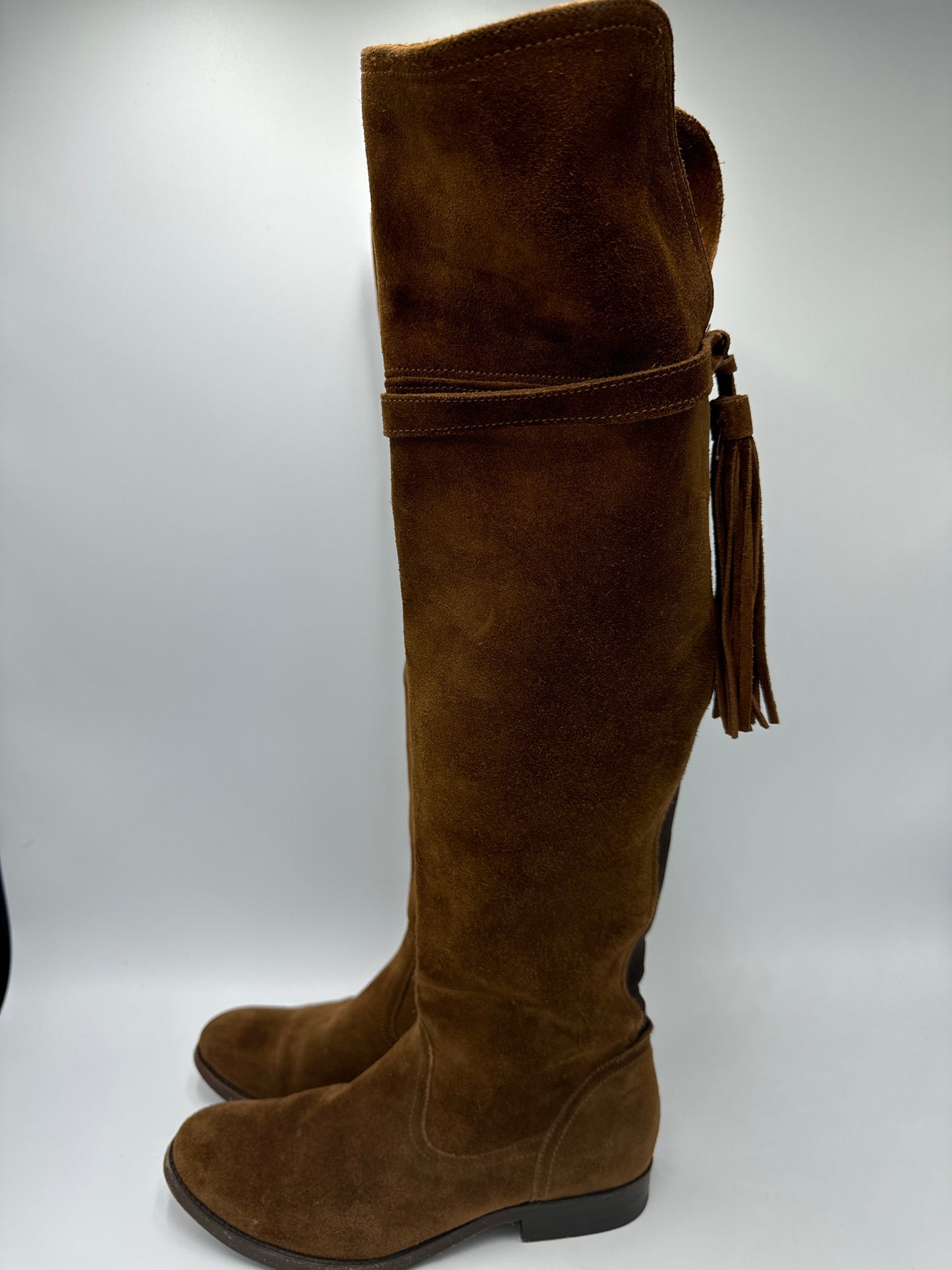 Over The Knee Boots Designer By Frye In Brown, Size: 6.5