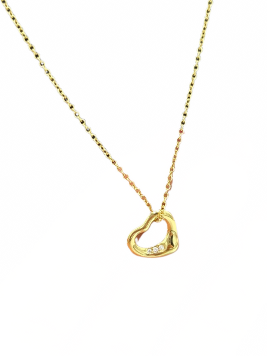 Tiffany & Company Designer Elsa Peretti Open Heart Necklace w/ Diamonds