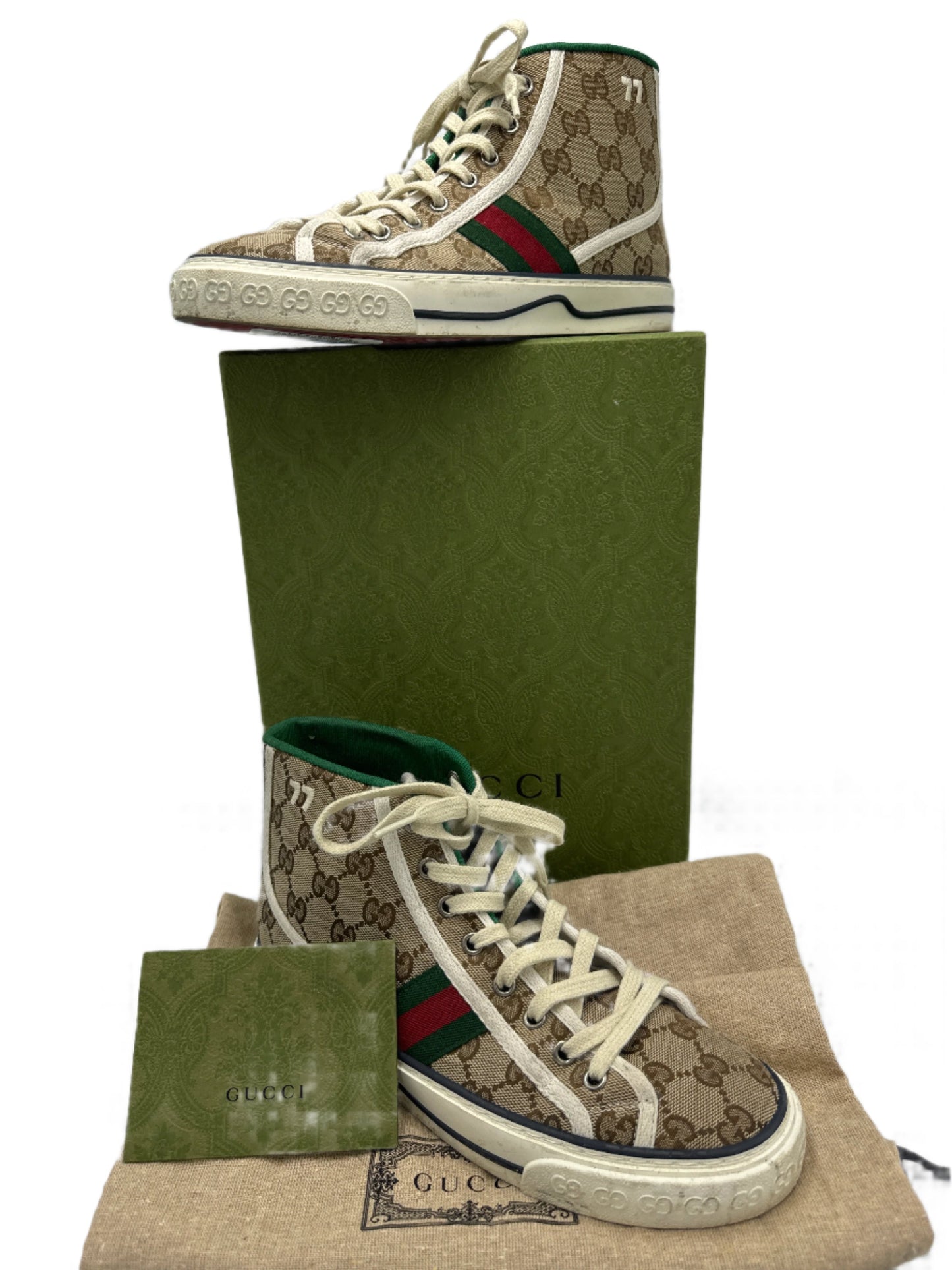 Gucci High Top GG Luxury Designer Sneaker In Size: 8 (38)