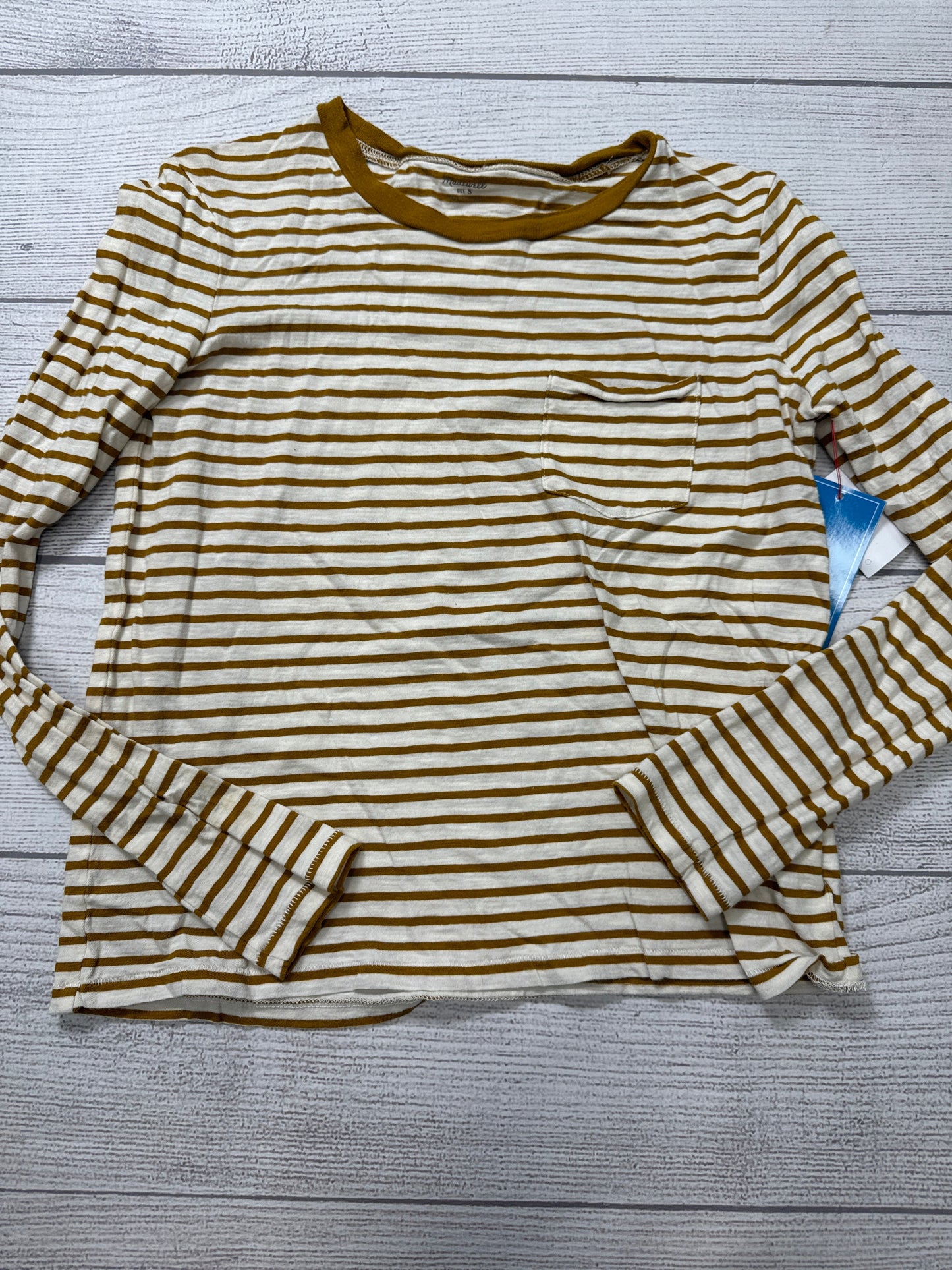 Top Long Sleeve Basic By Madewell In Striped Pattern, Size: S