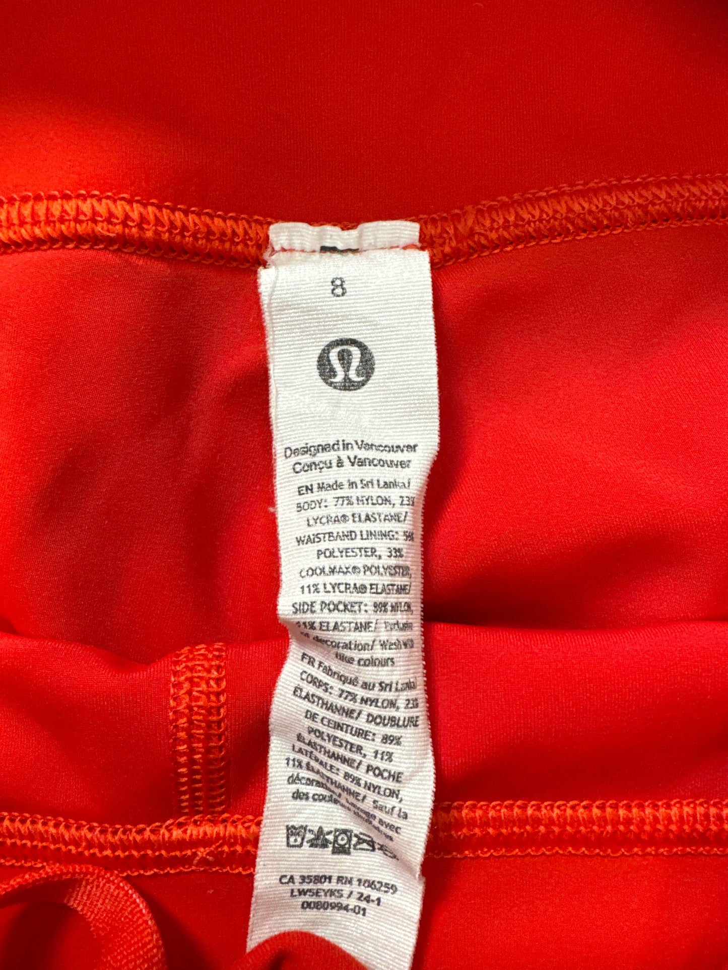 Athletic Leggings By Lululemon In Orange, Size: M