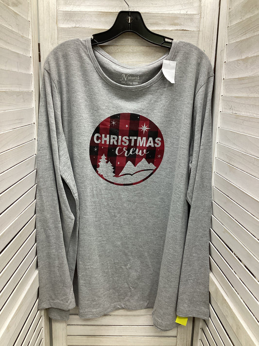 Top Long Sleeve By Natural Reflections In Grey, Size: Xxl