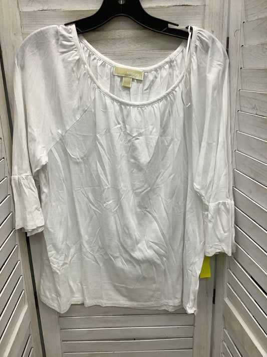 Top 3/4 Sleeve Basic By Michael By Michael Kors In White, Size: L