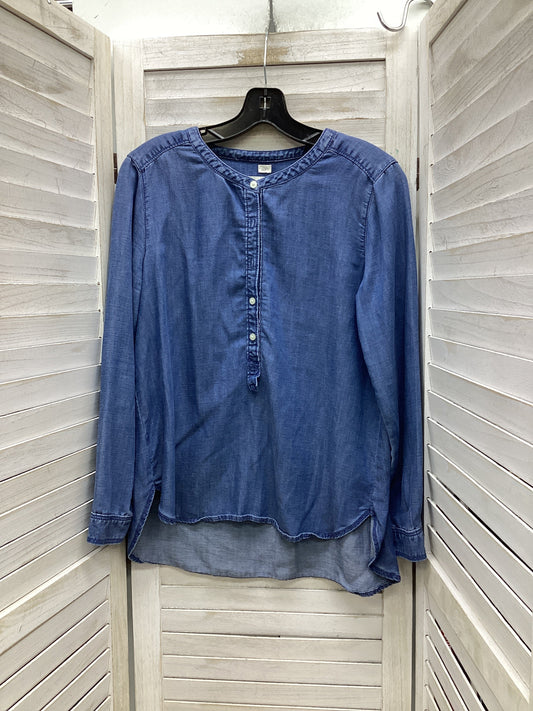 Top Long Sleeve By Loft In Blue Denim, Size: Mp