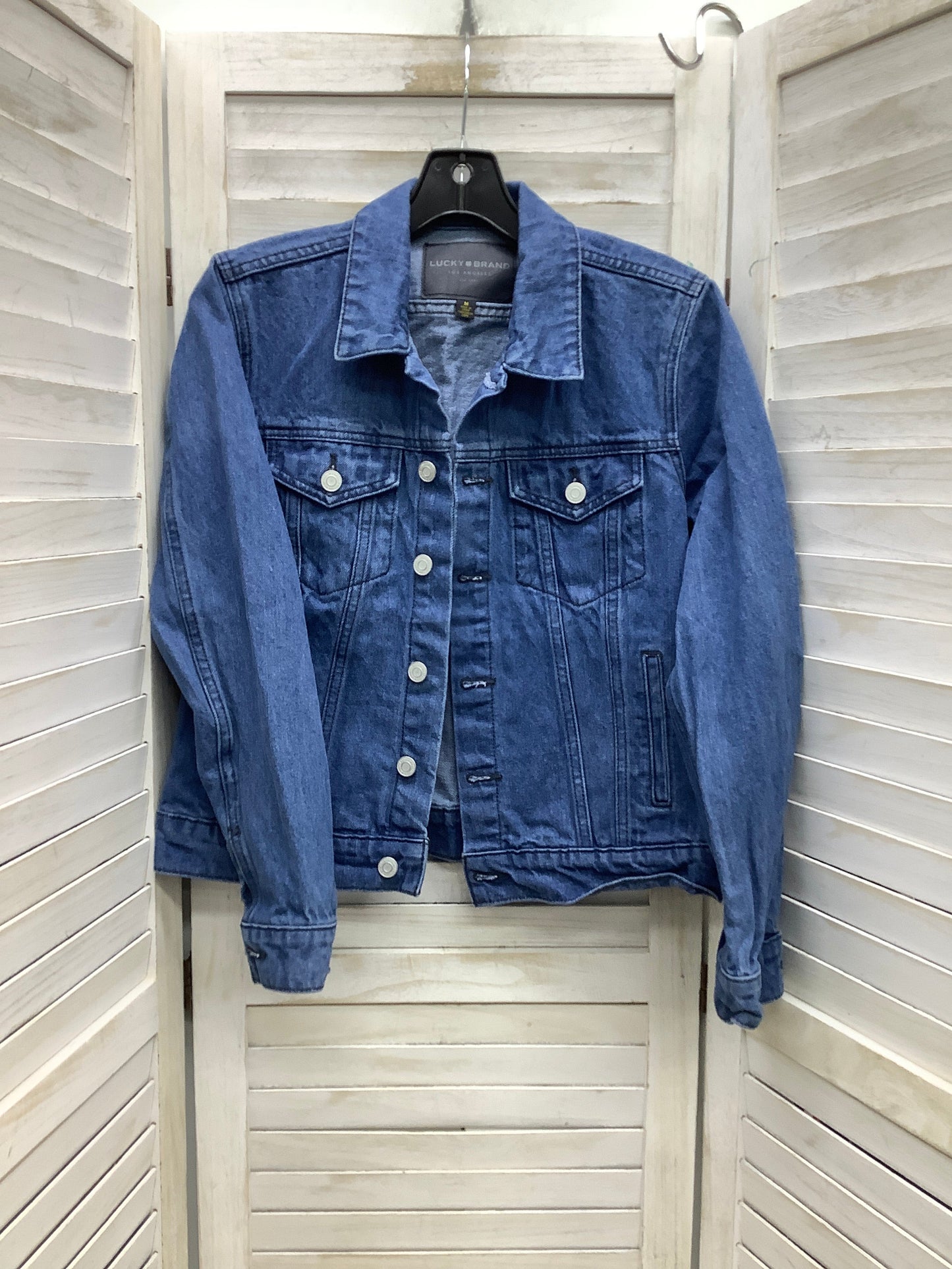 Jacket Denim By Lucky Brand In Blue Denim, Size: M