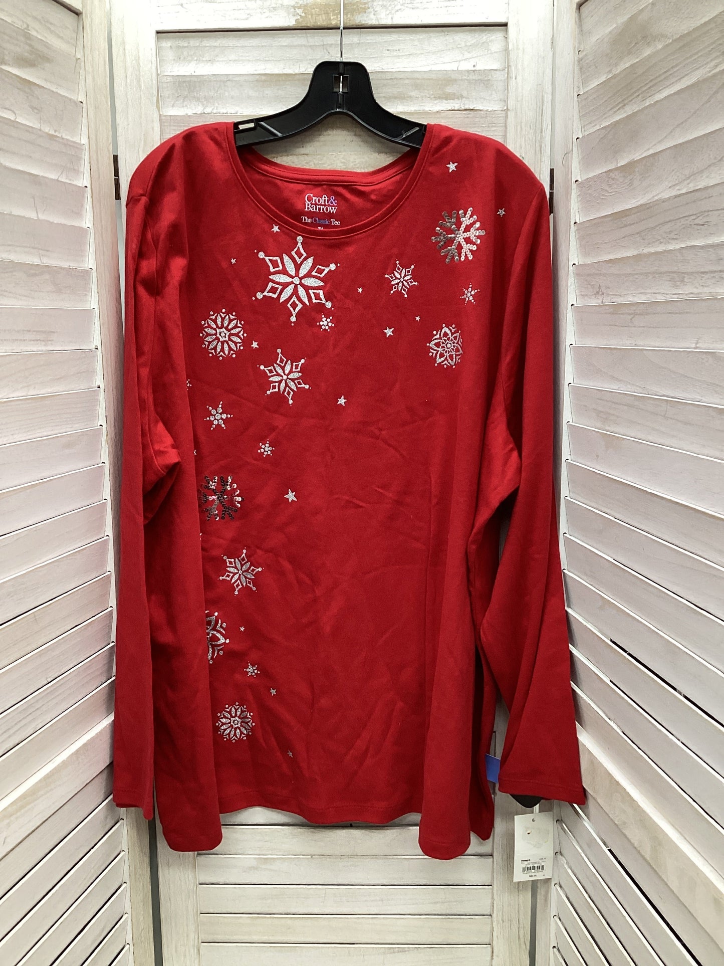 Top Long Sleeve By Croft And Barrow In Red, Size: 3x