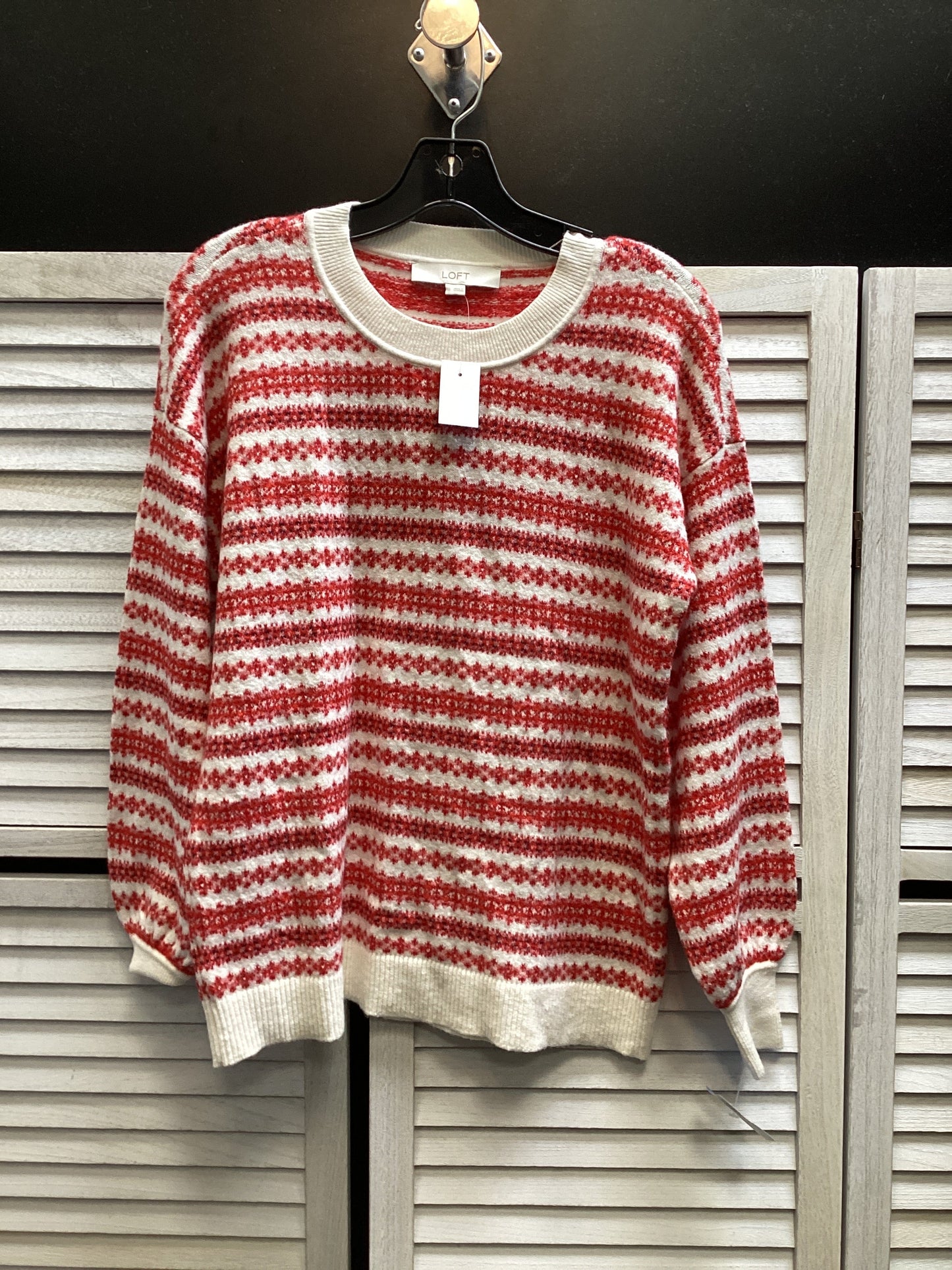 Sweater By Loft In Red & White, Size: S