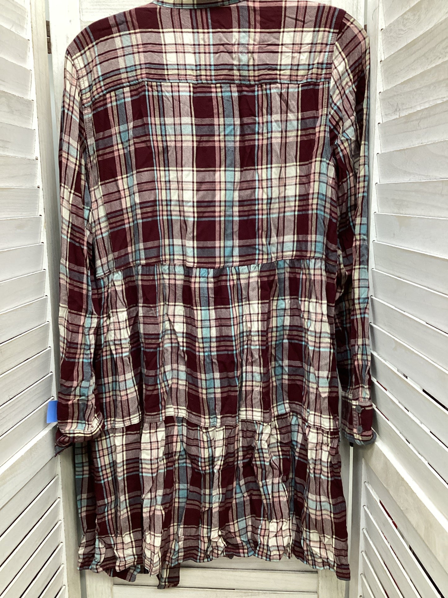 Dress Casual Midi By Loft In Plaid Pattern, Size: M