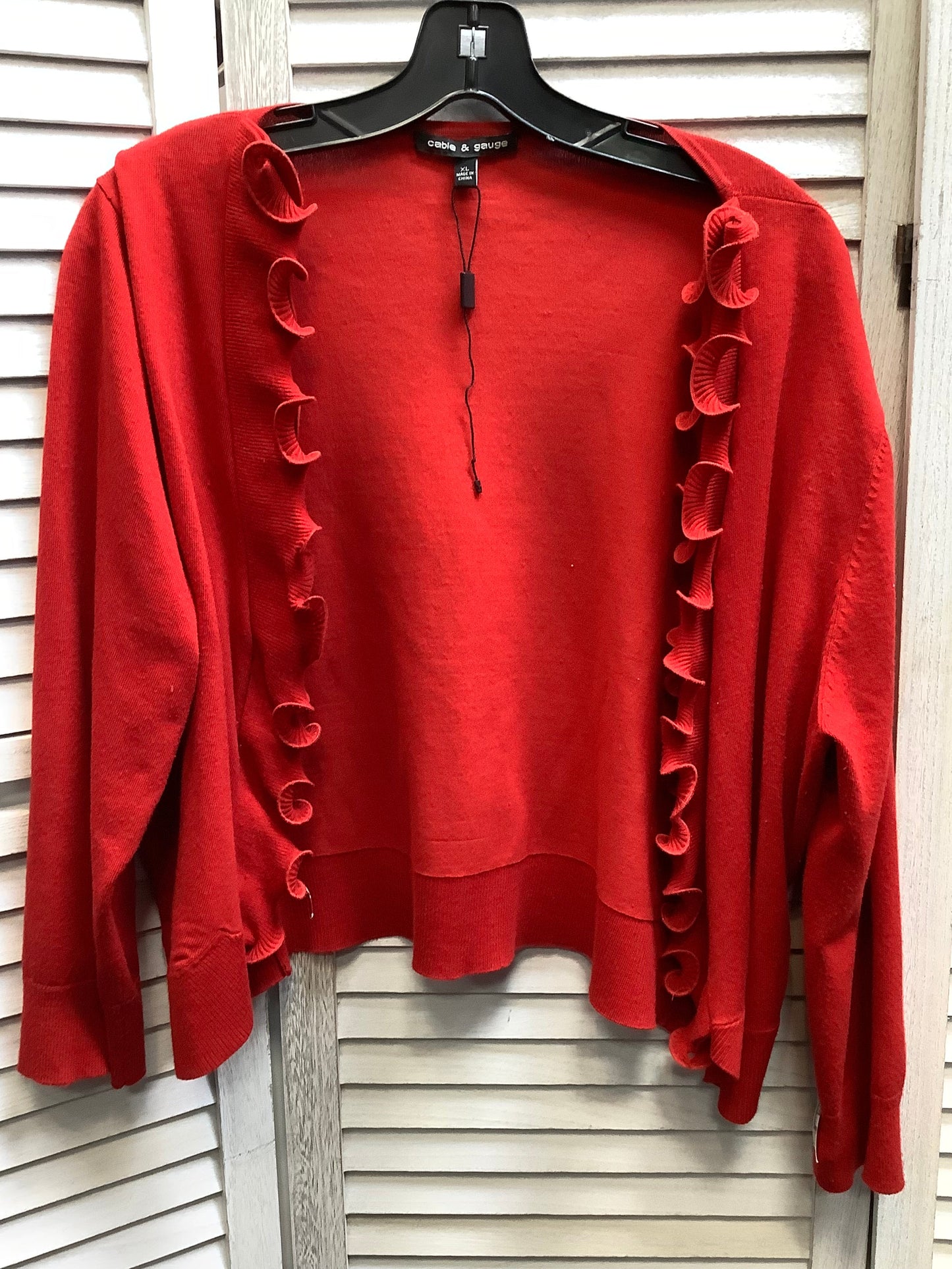 Red Cardigan Cable And Gauge, Size Xl