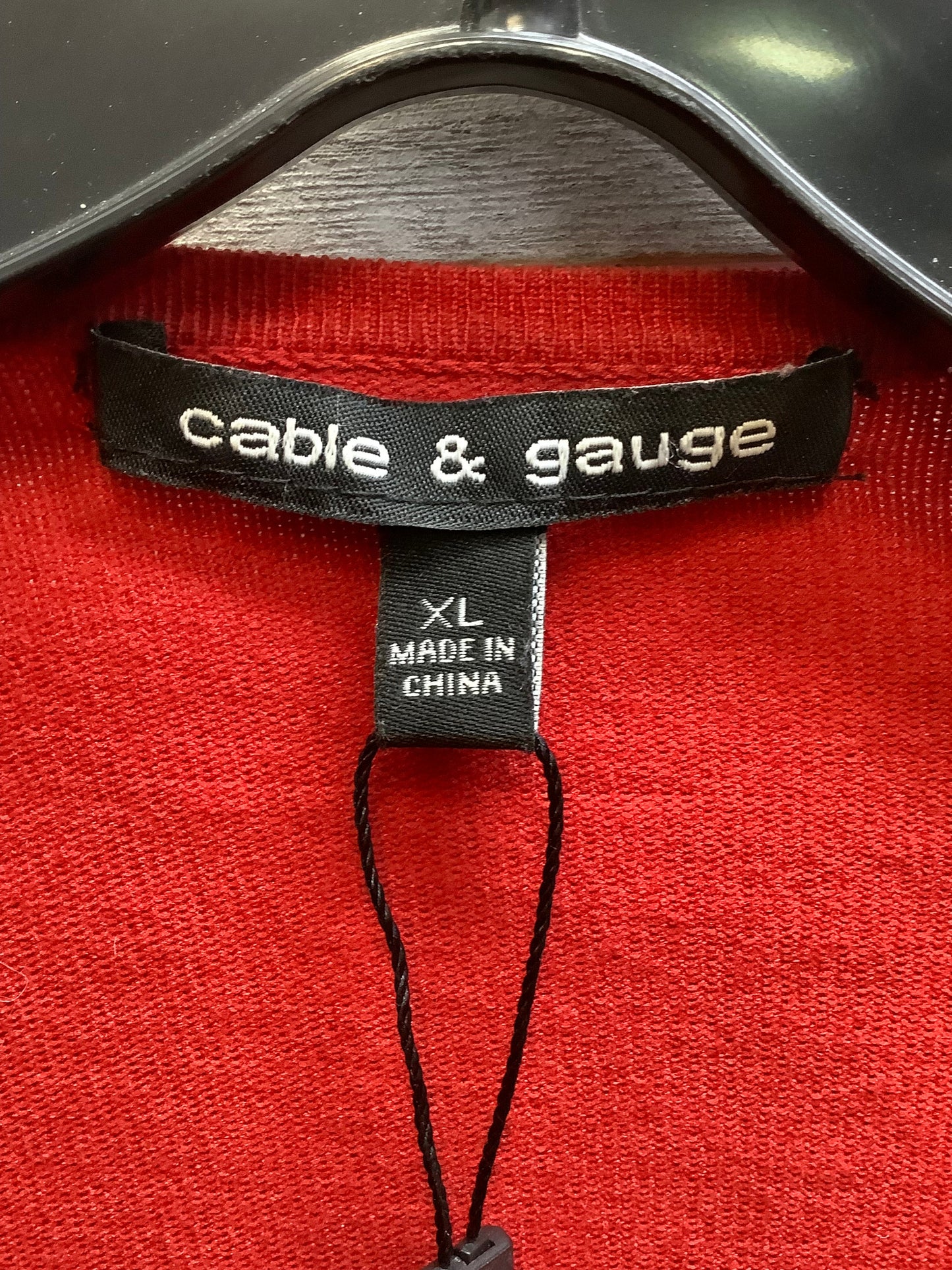 Red Cardigan Cable And Gauge, Size Xl