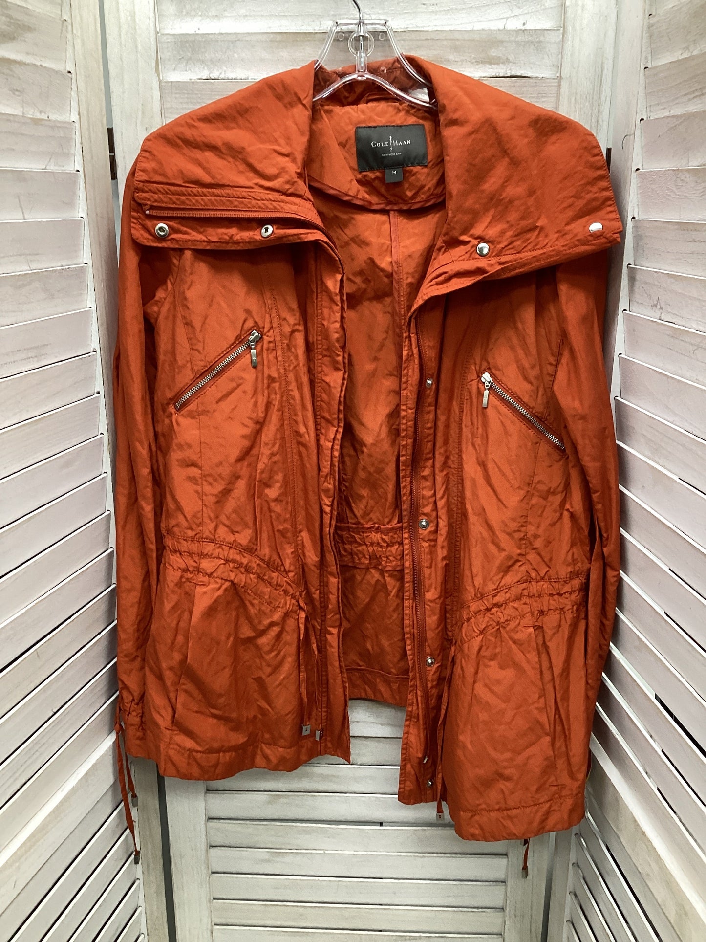 Coat Raincoat By Cole-haan In Orange, Size: M