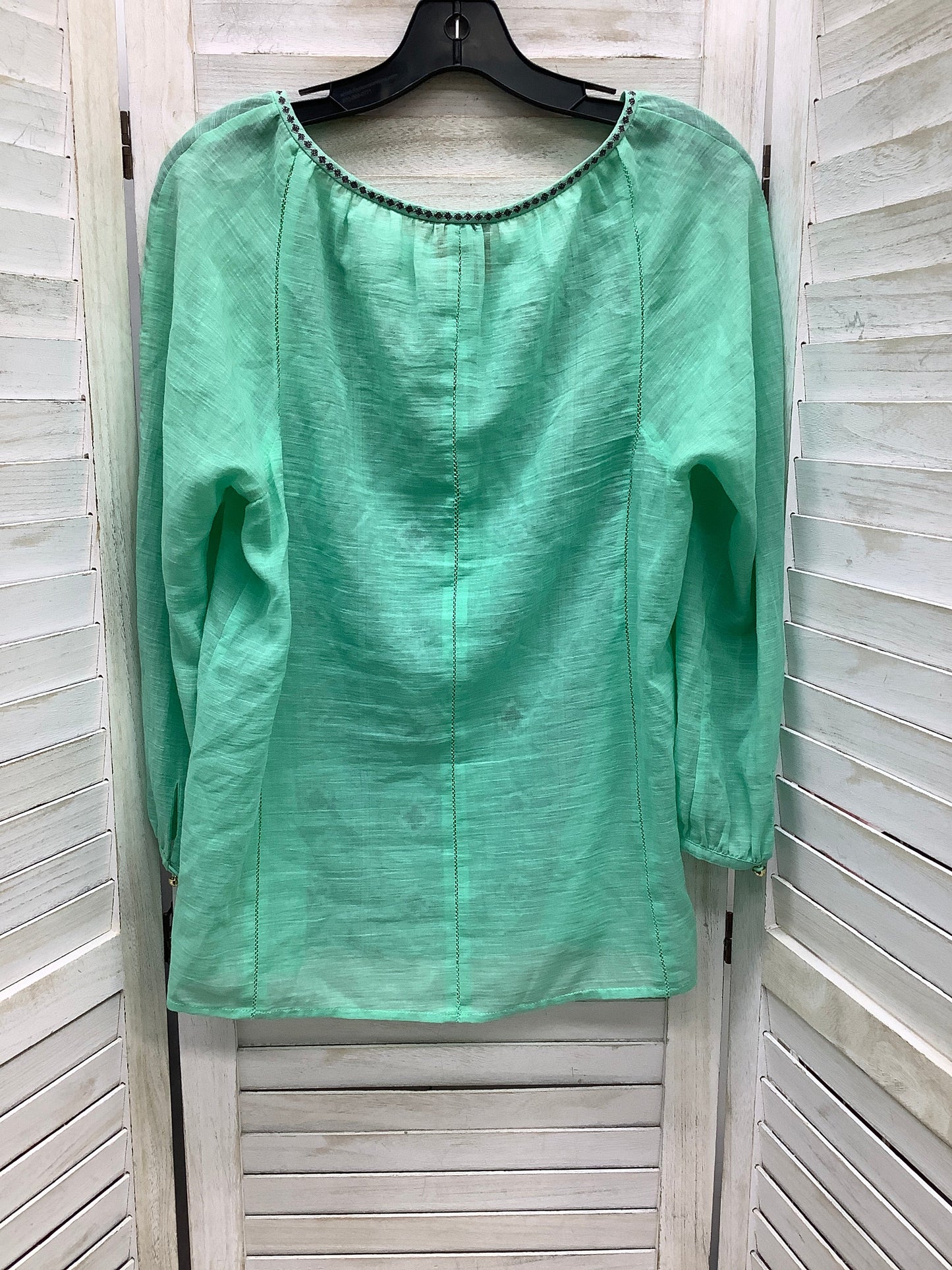 Teal Top Long Sleeve Designer Tory Burch, Size 6