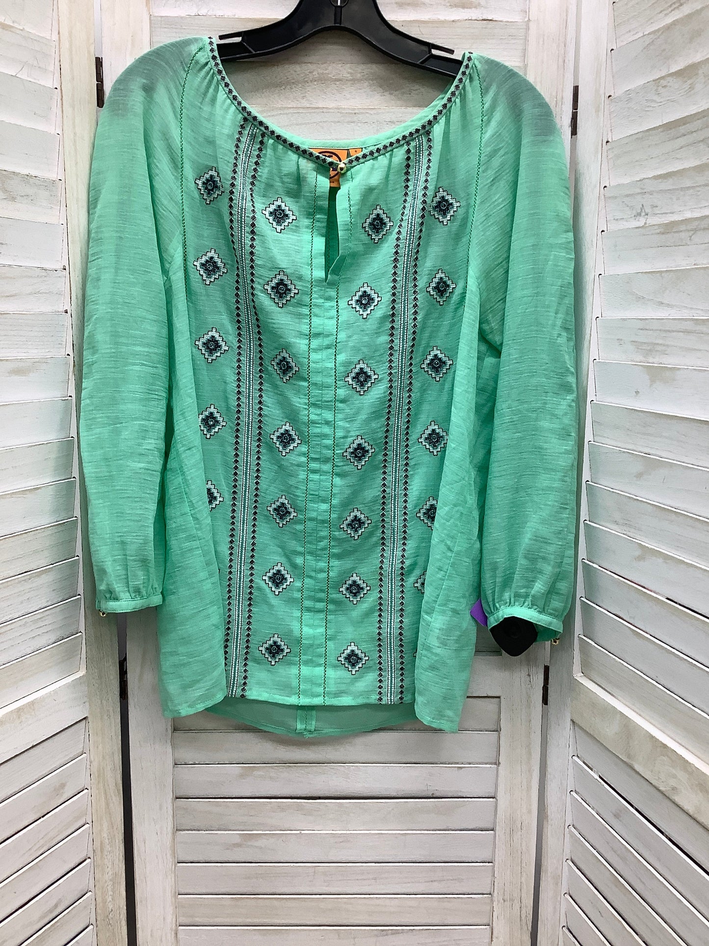 Teal Top Long Sleeve Designer Tory Burch, Size 6