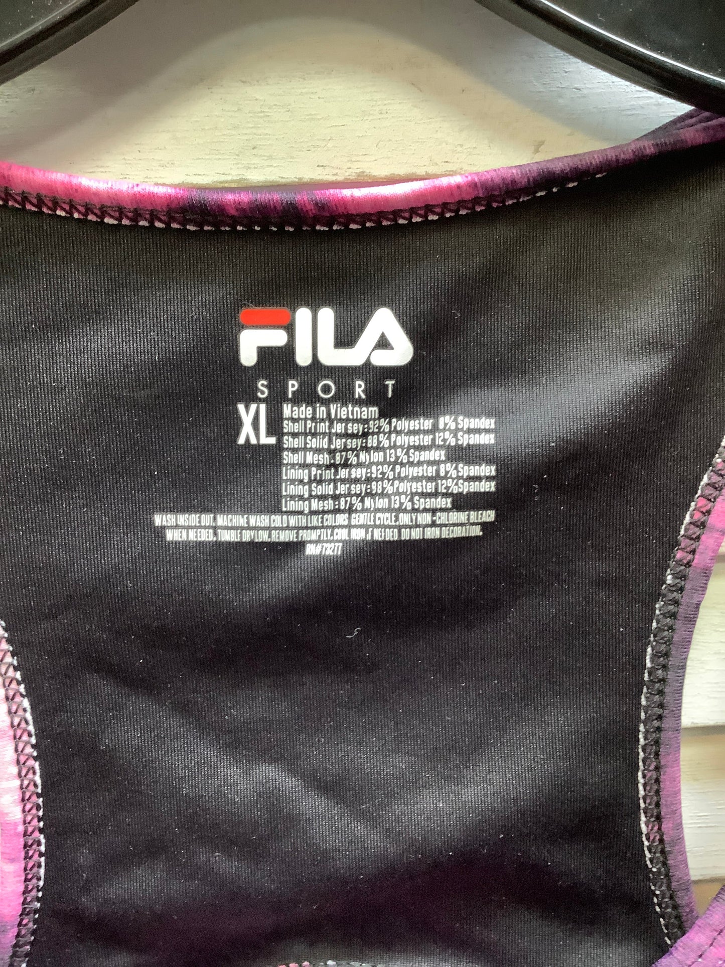 Athletic Bra By Fila In Black & Pink, Size: Xl