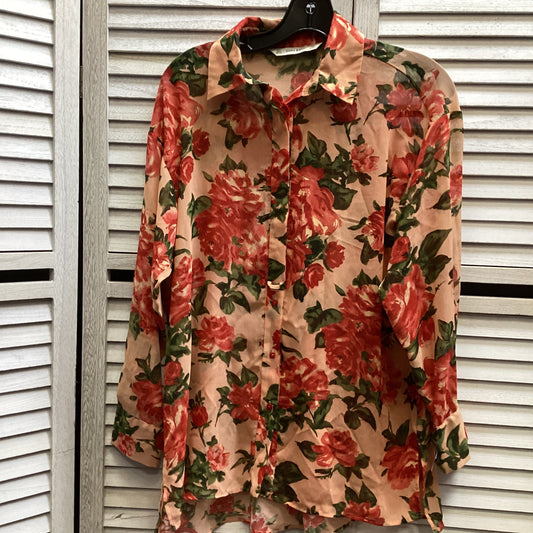 Top Long Sleeve By Zara In Floral Print, Size: S