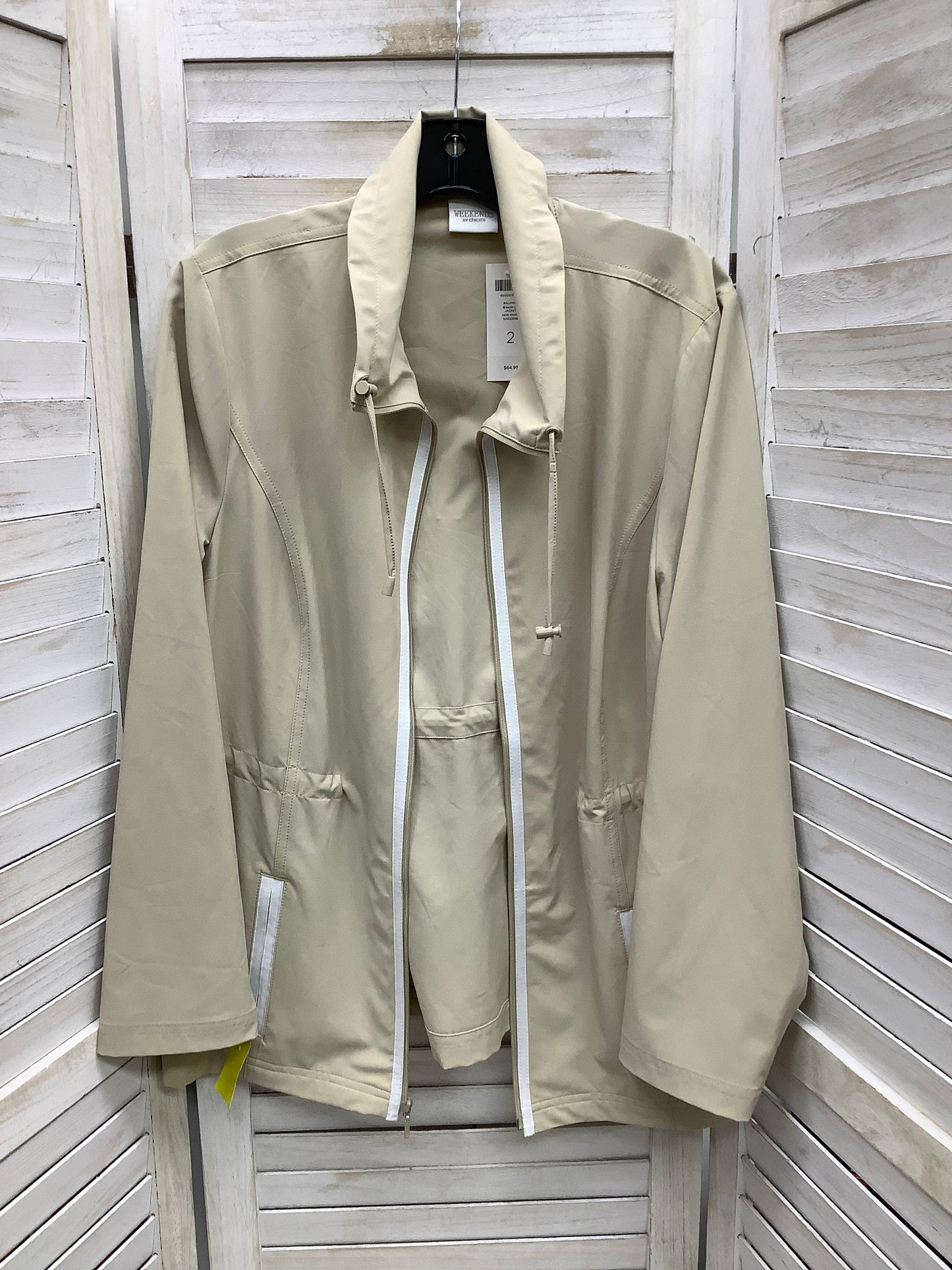 Coat Raincoat By Chicos In Tan, Size: 20