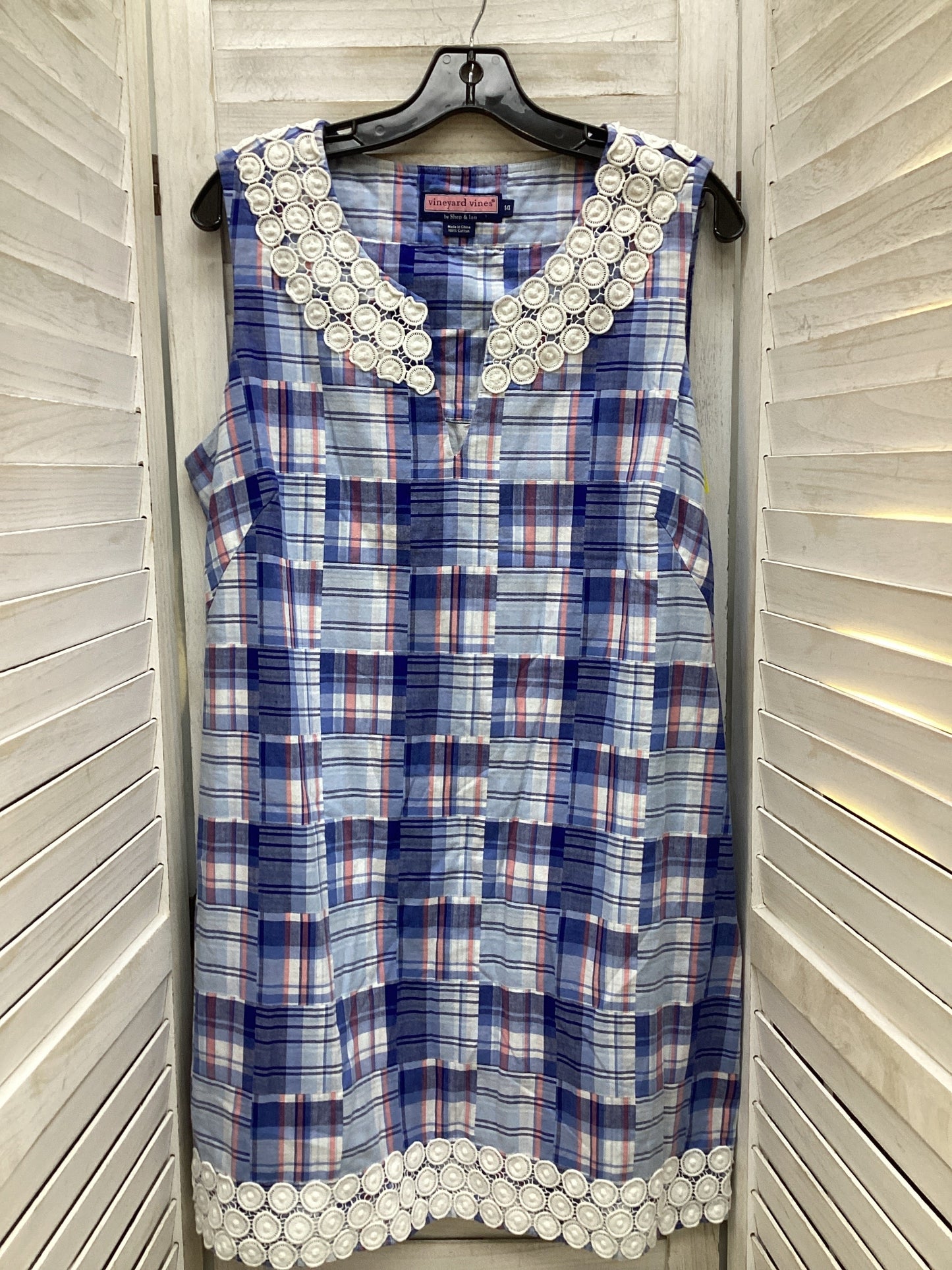 Dress Casual Midi By Vineyard Vines In Plaid Pattern, Size: 14