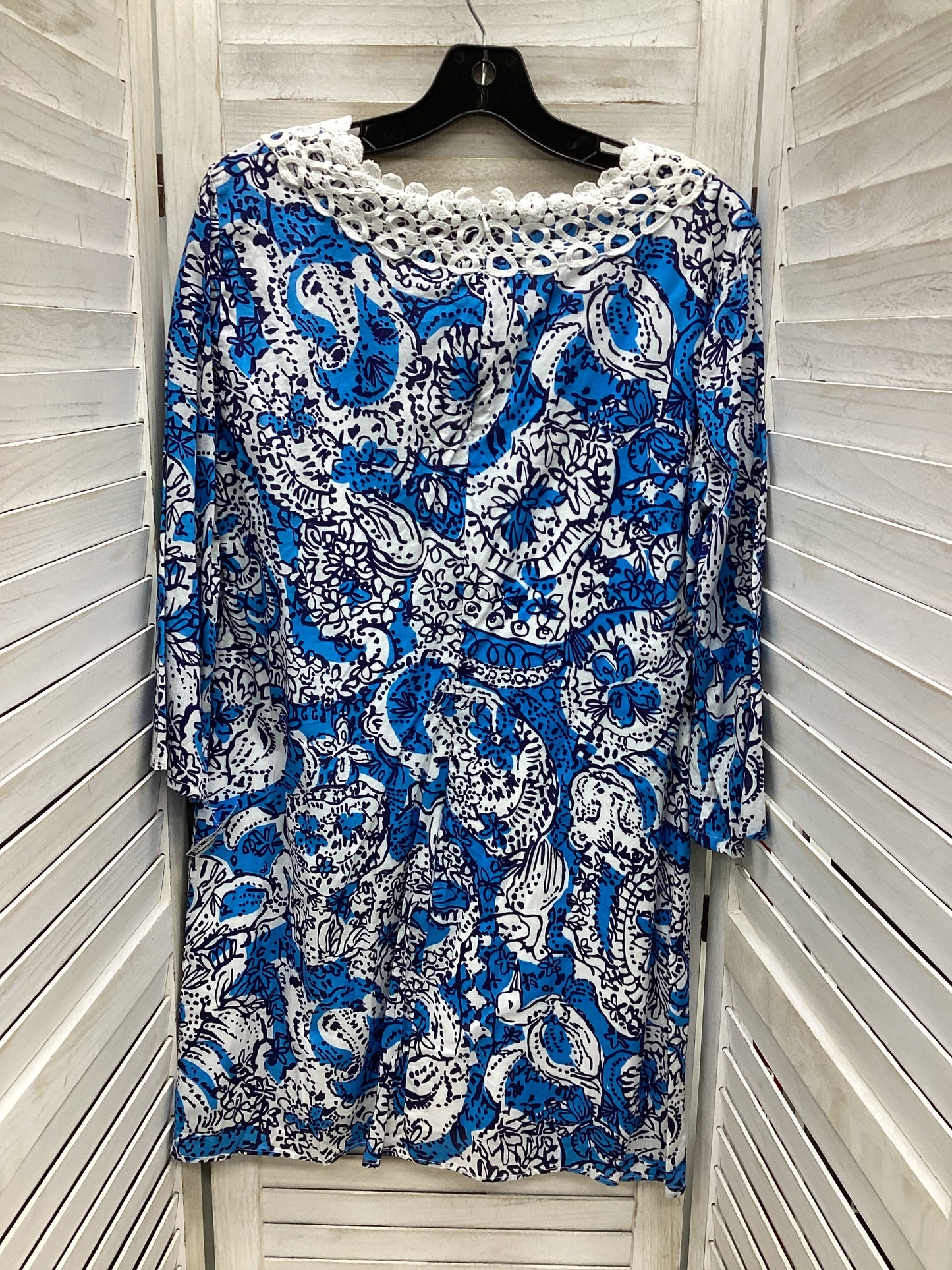 Dress Casual Midi By Lilly Pulitzer In Blue & White, Size: L