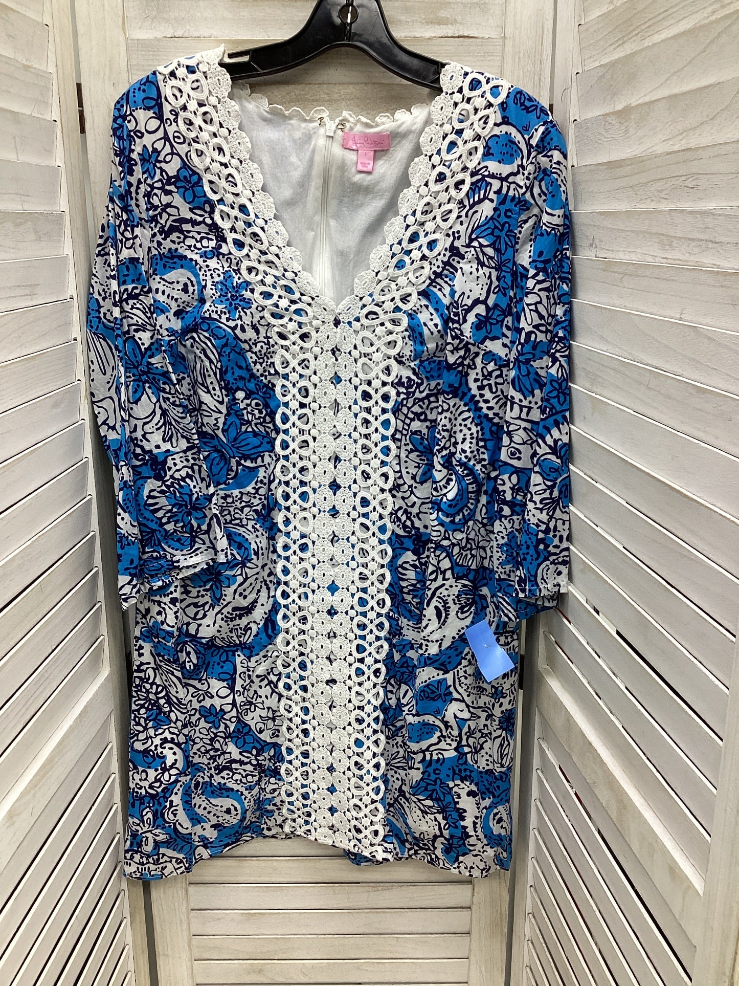 Dress Casual Midi By Lilly Pulitzer In Blue & White, Size: L