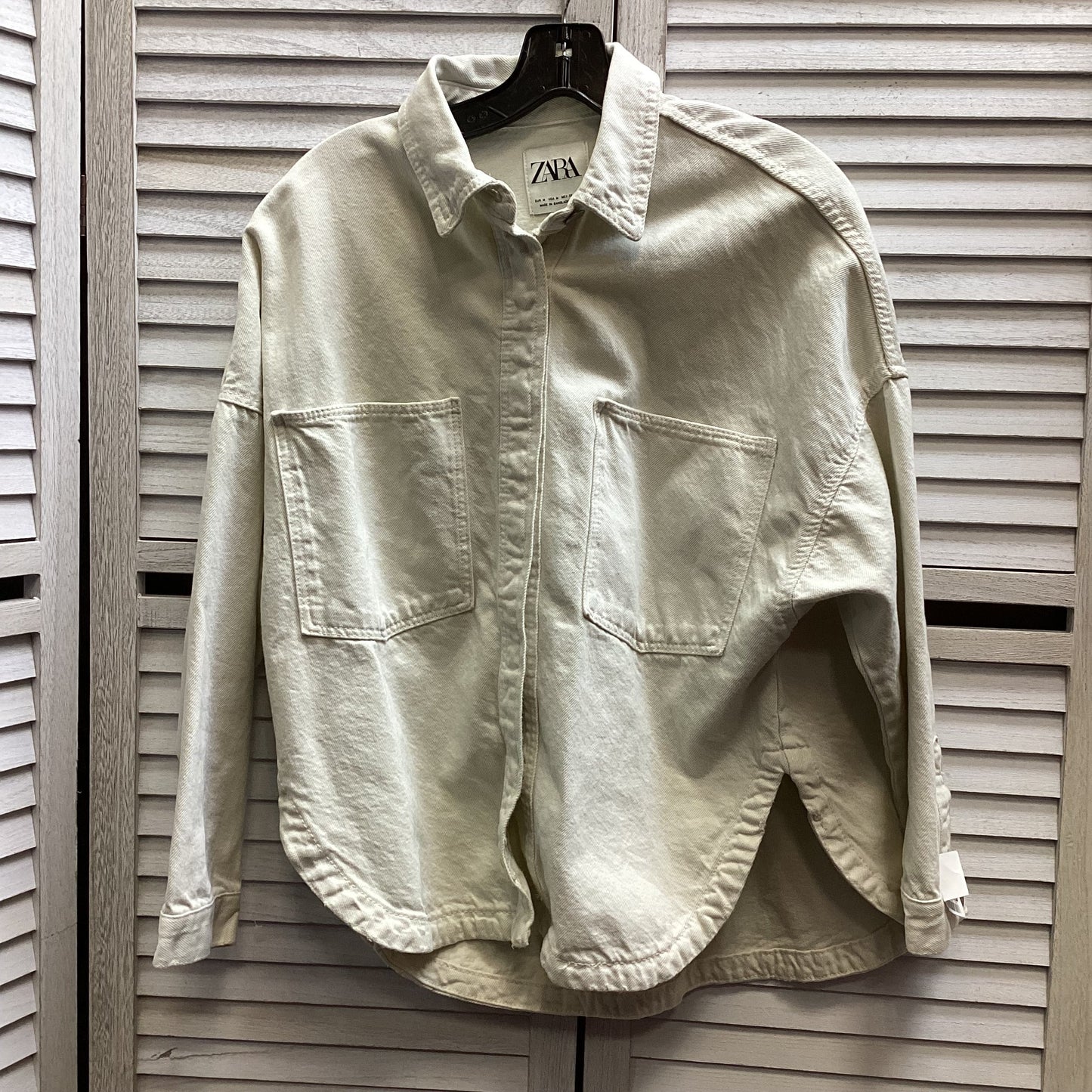 Jacket Denim By Zara In White, Size: M