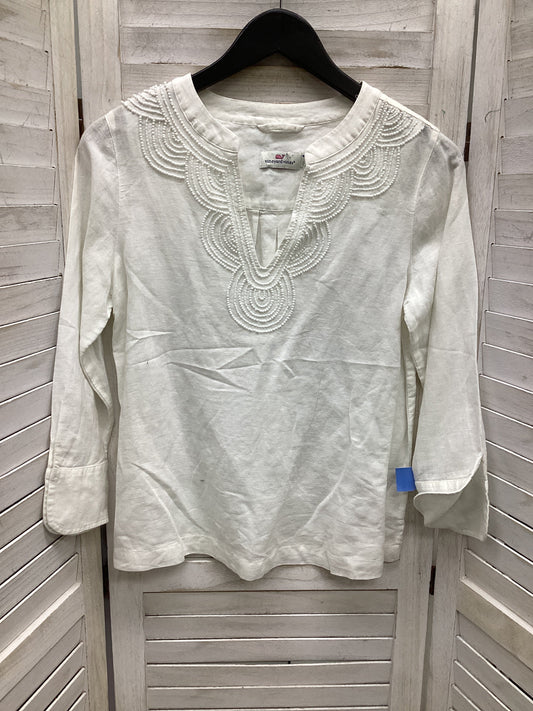 Top Long Sleeve By Vineyard Vines In White, Size: Xs