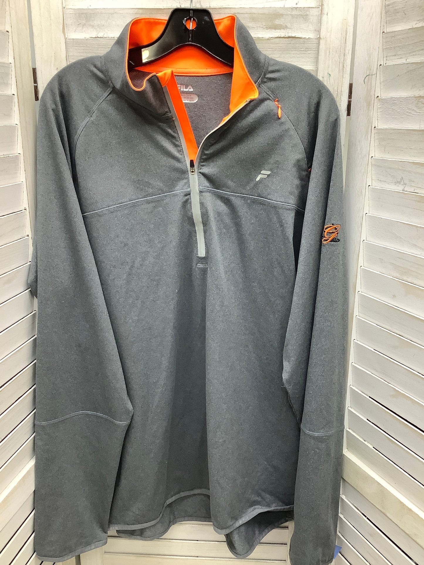 Athletic Jacket By Fila In Grey & Orange, Size: Xxl