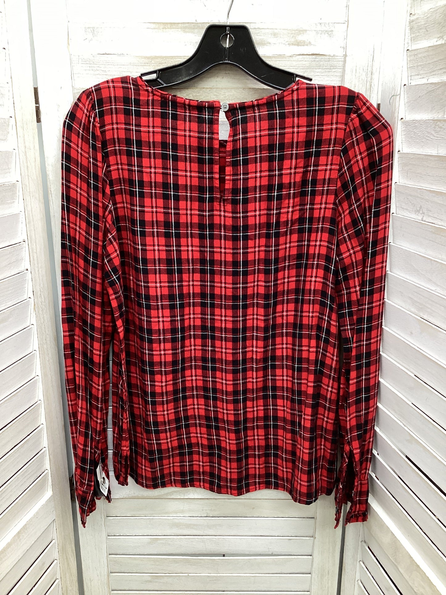 Top Long Sleeve By Loft In Plaid Pattern, Size: Xs