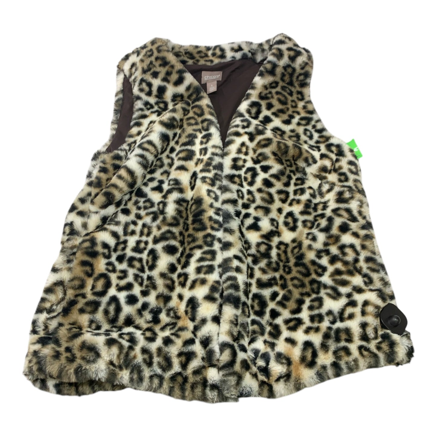 Vest Faux Fur & Sherpa By Chicos In Animal Print, Size: M