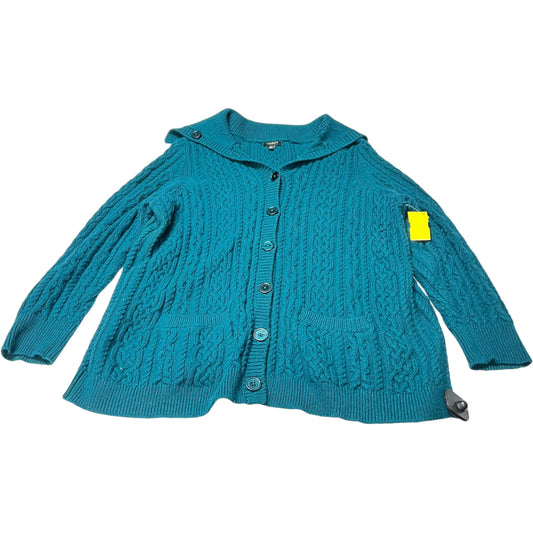 Sweater Cardigan By Talbots In Blue, Size: 2x