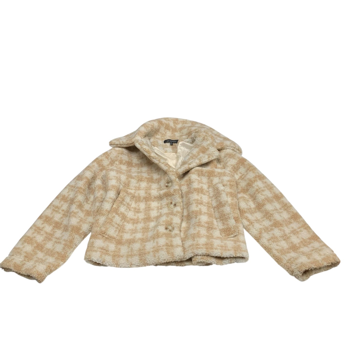 Jacket Faux Fur & Sherpa By Blu Pepper In Cream & Tan, Size: S