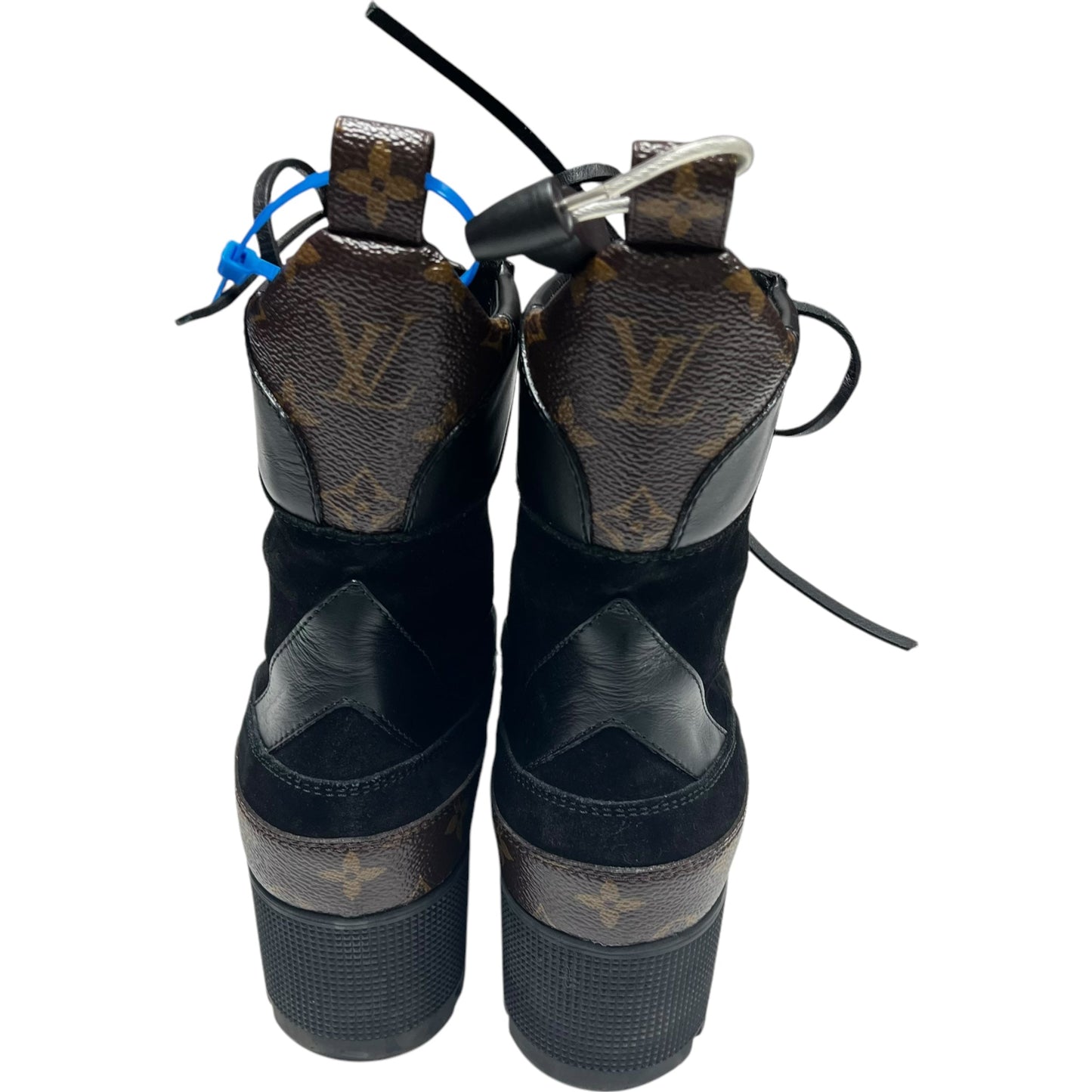 Boots Luxury Designer By Louis Vuitton In Black & Brown, Size: 10