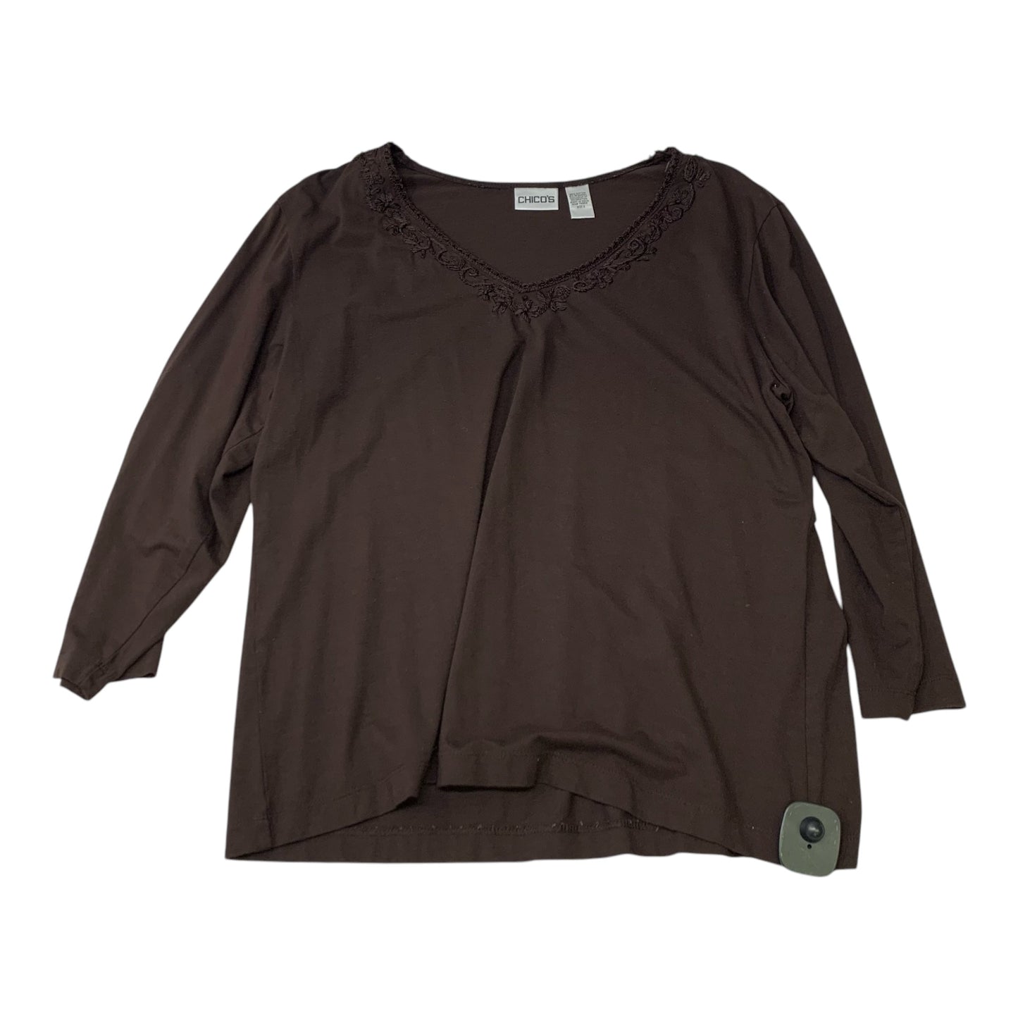 Top 3/4 Sleeve By Chicos In Brown, Size: Xs