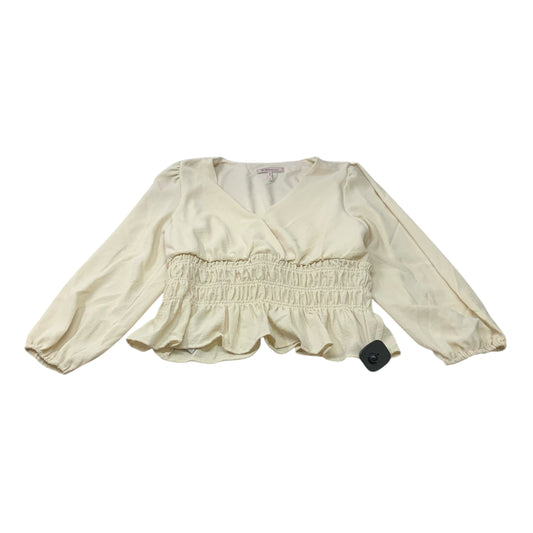 Blouse Long Sleeve By Bcbgeneration In Cream, Size: M