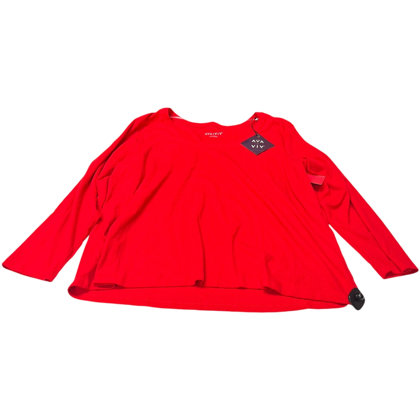 Top Long Sleeve By Ava & Viv In Red, Size: 3x