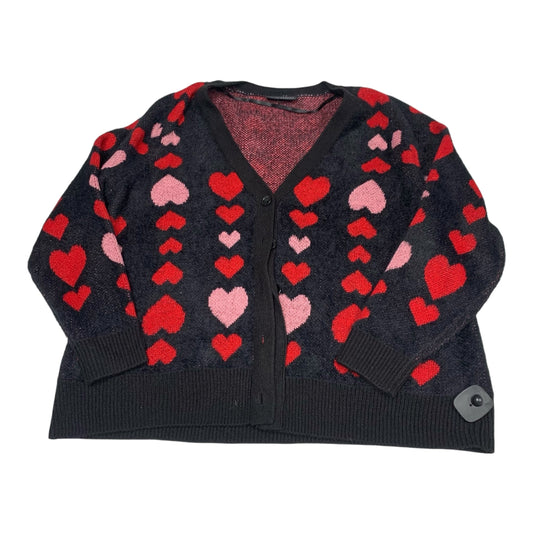 Sweater Cardigan By Lane Bryant In Black & Red, Size: 1x